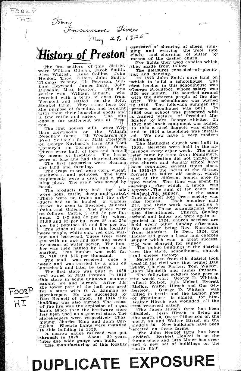  Source: Fennimore Times Date: 1925-05-29