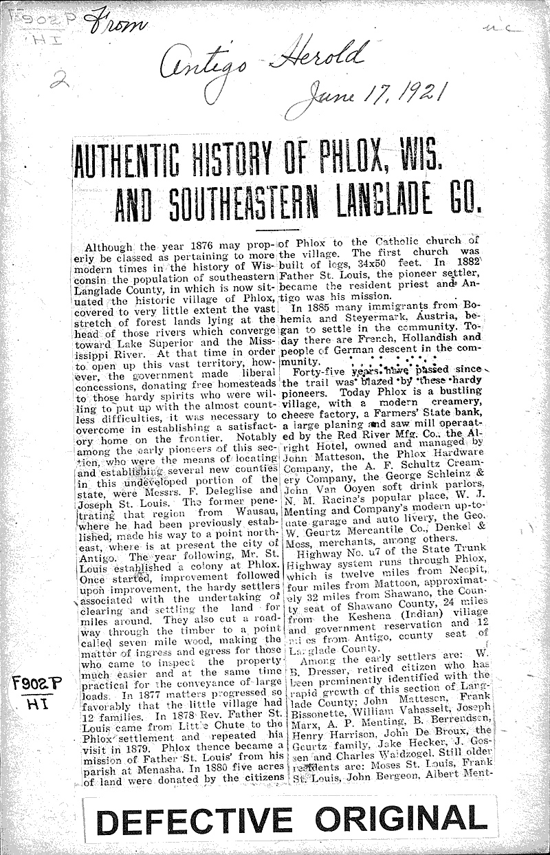  Source: Antigo Herald Date: 1921-06-17