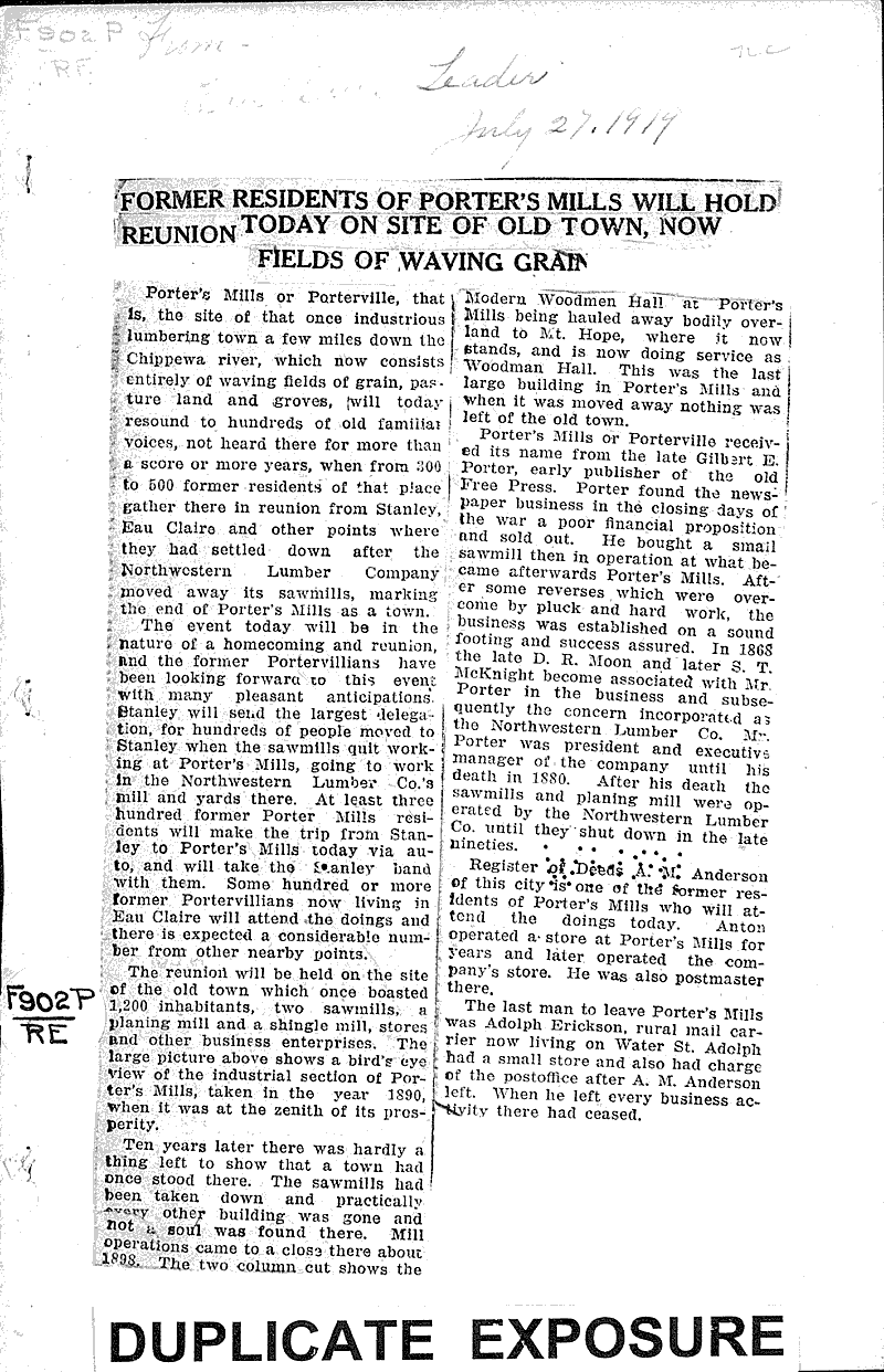  Source: Eau Claire Leader Topics: Industry Date: 1919-07-27