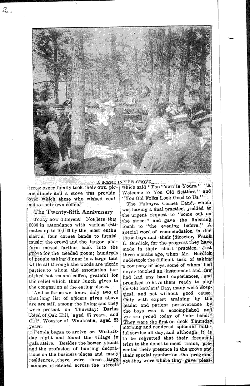 Old settlers' meet Newspaper Article/Clipping Wisconsin Historical Society
