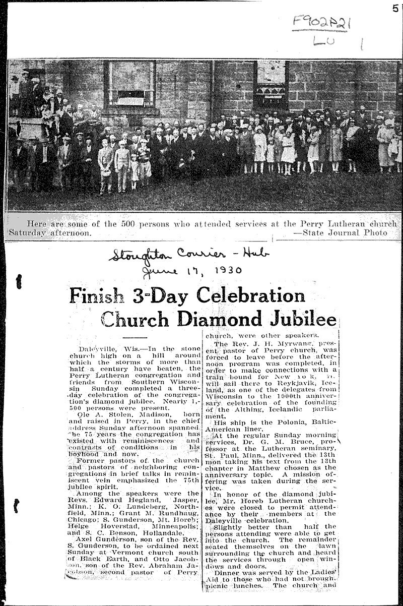  Source: Fennimore Times Topics: Church History Date: 1930-06-04
