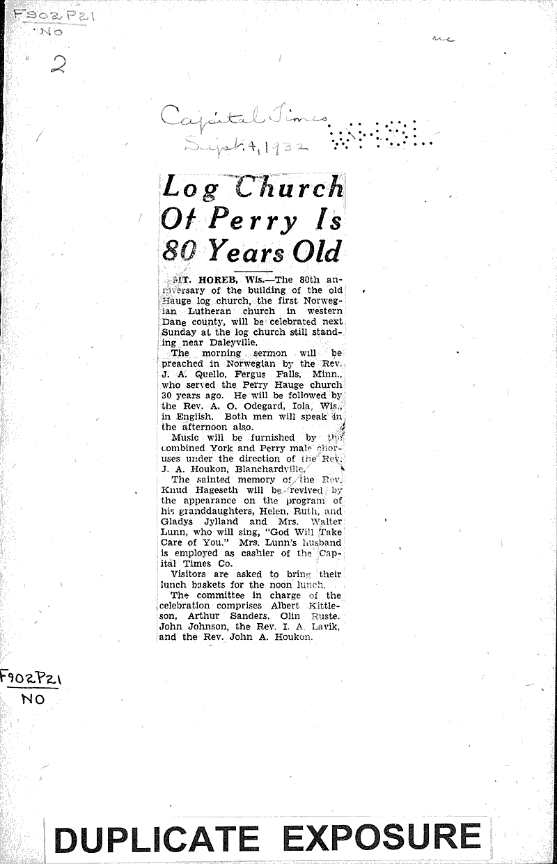  Source: Fennimore Times Topics: Church History Date: 1930-06-04