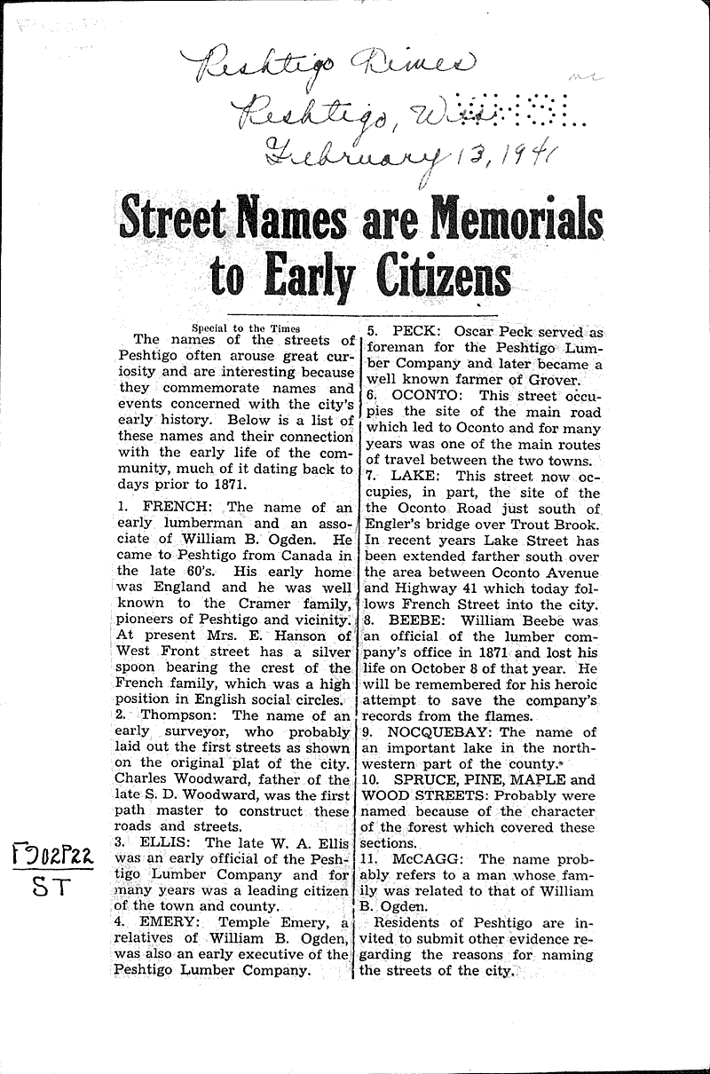 Source: Peshtigo Times Date: 1941-02-13