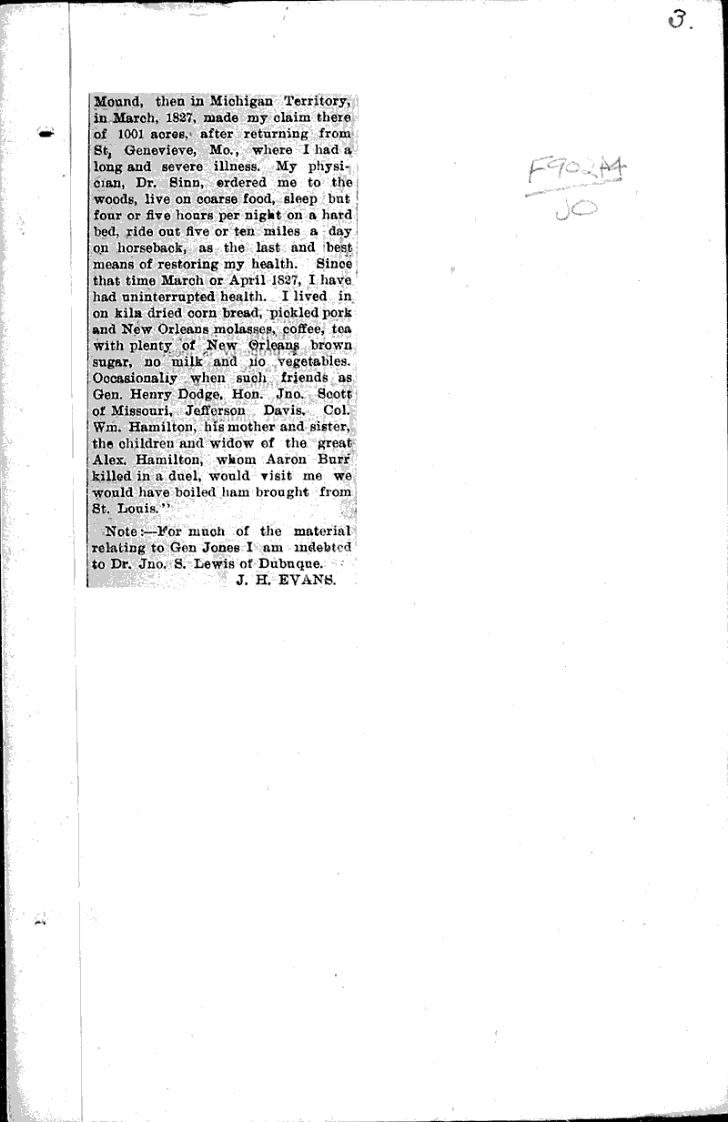 Pioneers of Platteville Newspaper Article/Clipping Wisconsin