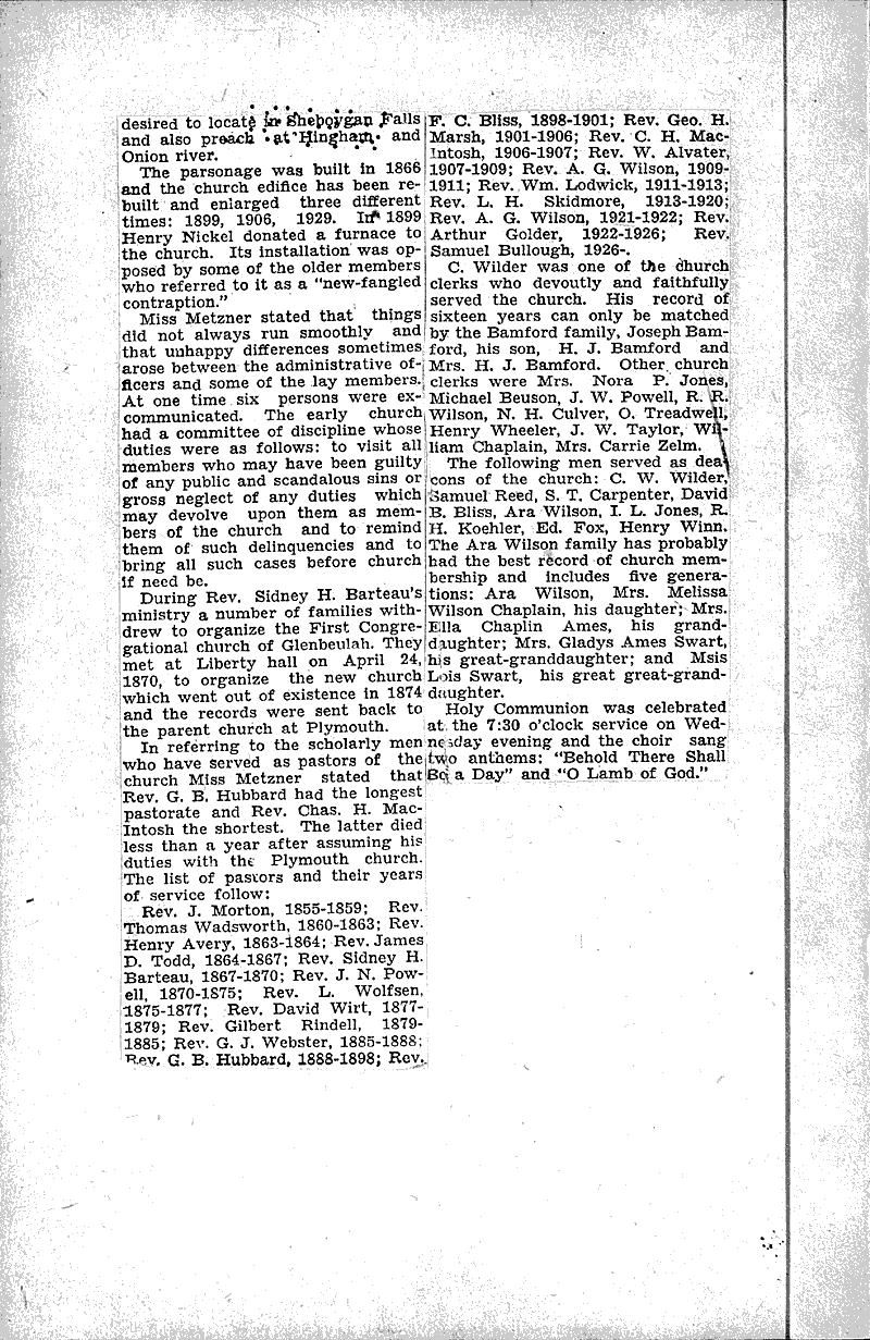  Source: Sheboygan Press Topics: Church History Date: 1932-12-01