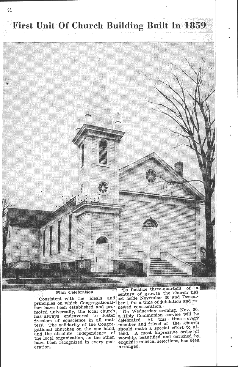 Diamond anniversary of Plymouth church to be observed this week Source: Sheboygan Press Topics: Church History Date: 1932-11-28