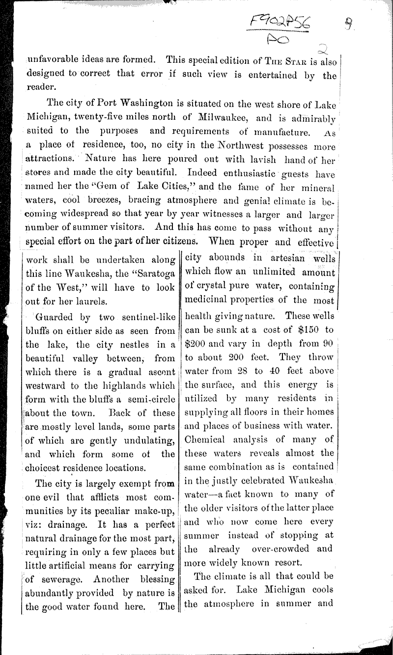  Source: Port Washington Star Date: 1898-07-04