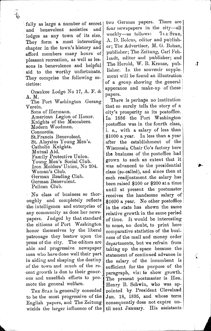  Source: Port Washington Star Date: 1898-07-04