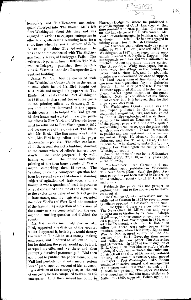  Source: Port Washington Star Date: 1898-07-04