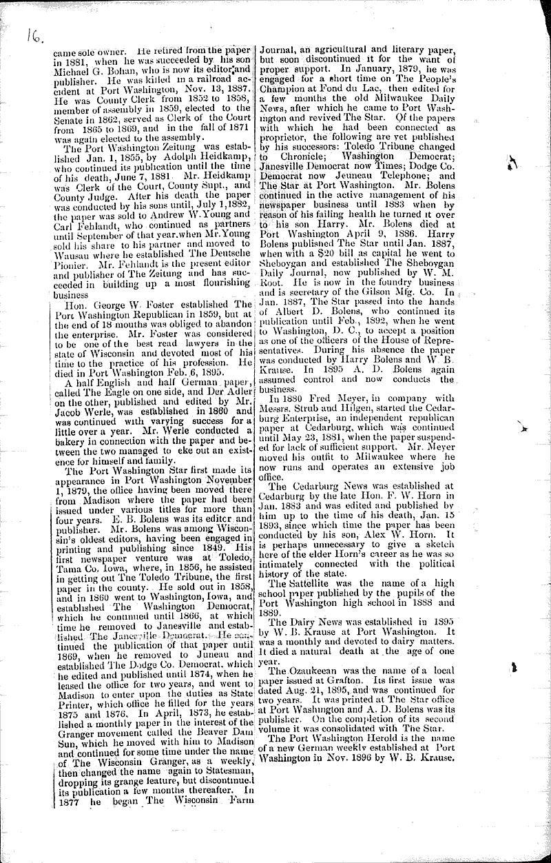  Source: Port Washington Star Date: 1898-07-04