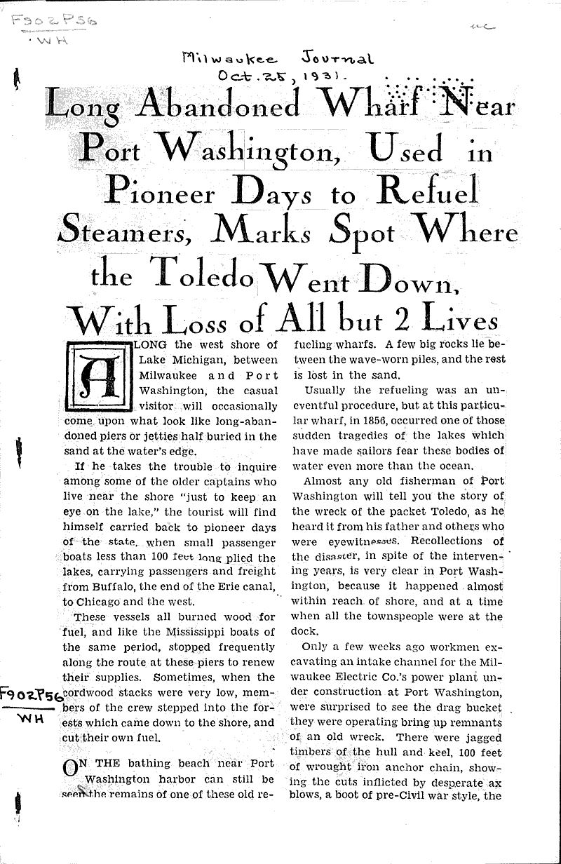  Source: Milwaukee Journal Topics: Transportation Date: 1931-10-25