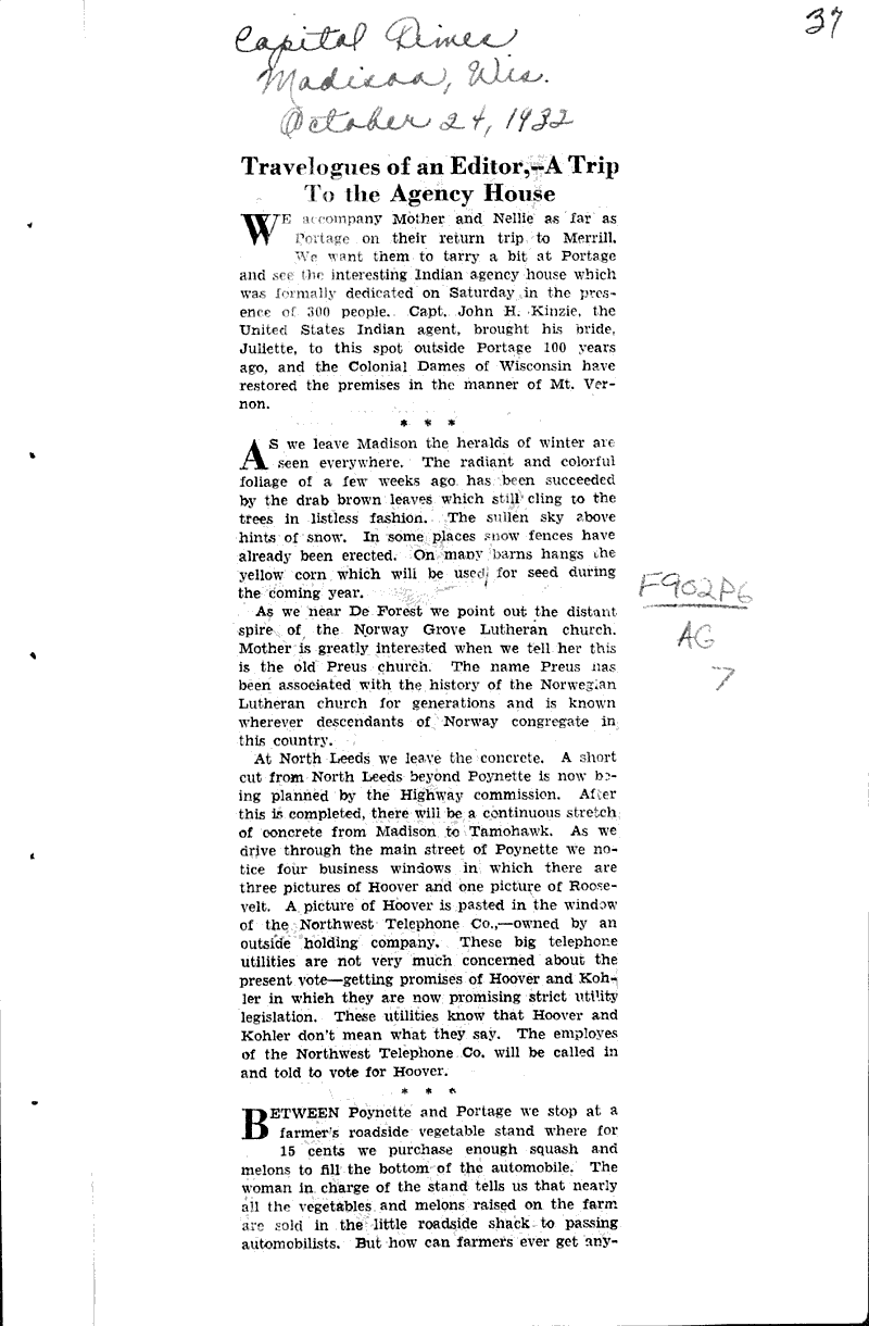  Source: Capital Times Topics: Indians and Native Peoples Date: 1932-10-05