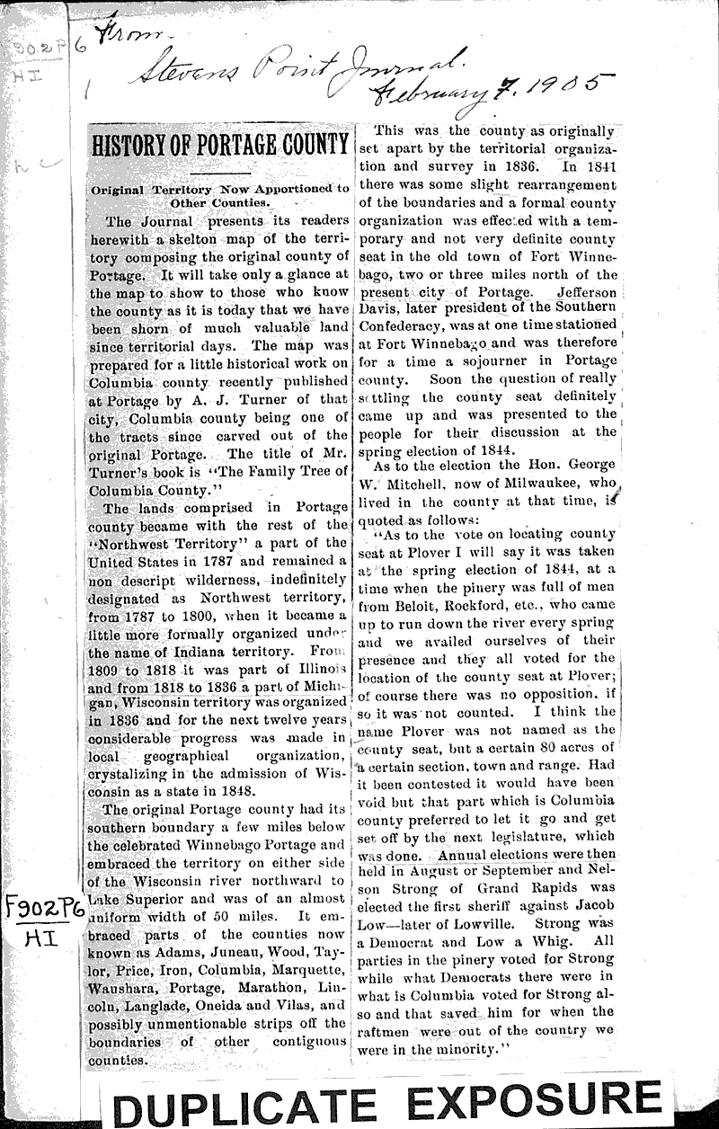  Source: Stevens Point Journal Date: 1905-02-07