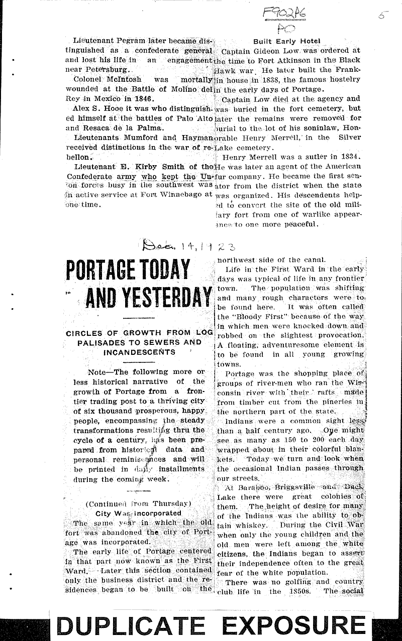  Source: Portage Register-Democrat Topics: Industry Date: 1923-12-11