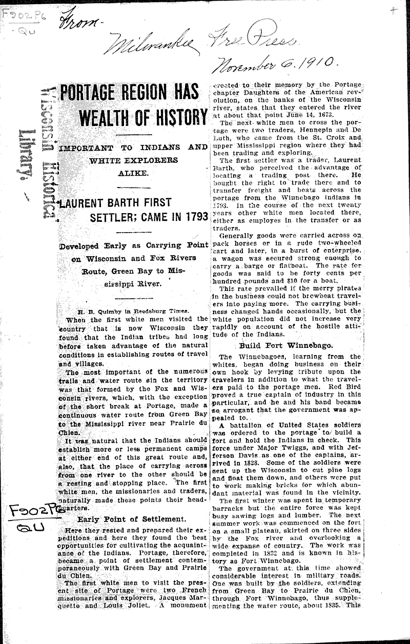 Portage region has wealth of history Newspaper Article/Clipping