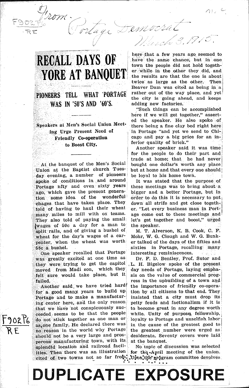  Source: Portage Democrat Topics: Immigrants Date: 1915-03-03