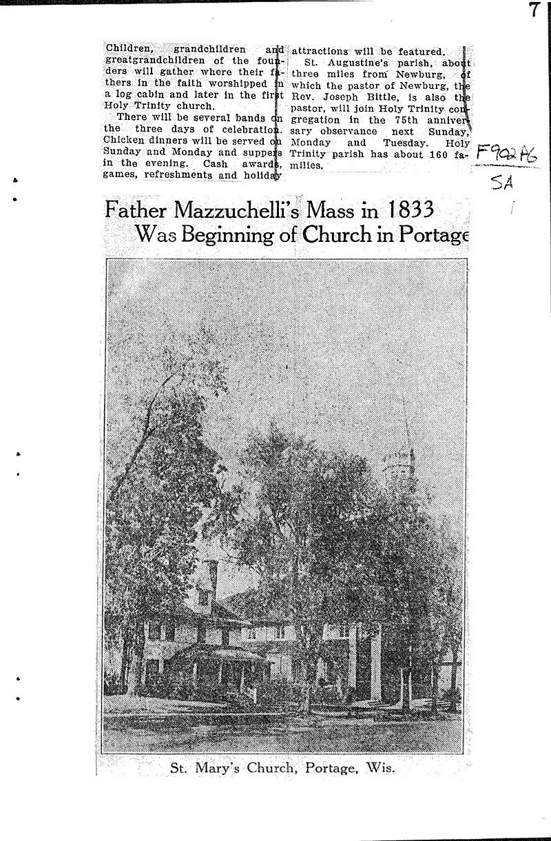  Source: Portage Register-Democrat Topics: Church History Date: 1934-01-02