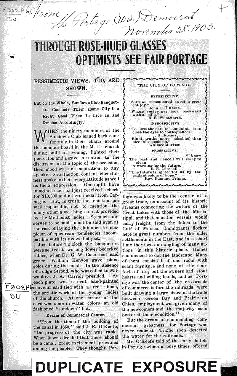 Through rosehued glasses optimists see fair Portage Newspaper