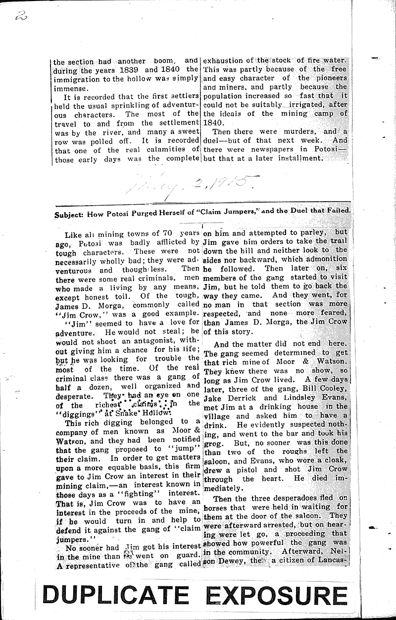 Grant County history Newspaper Article/Clipping Wisconsin