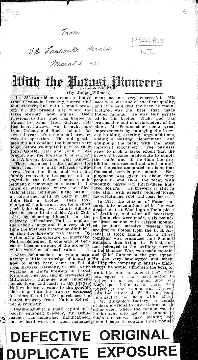  Source: Lancaster Herald Topics: Industry Date: 1921-03-02