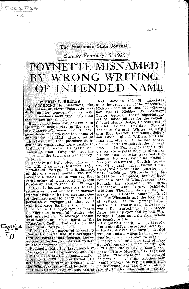  Source: Wisconsin State Journal Topics: Government and Politics Date: 1925-02-15