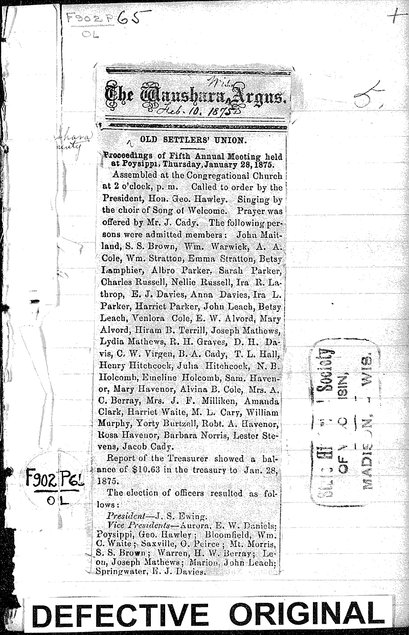  Topics: Social and Political Movements Date: 1875-02-10