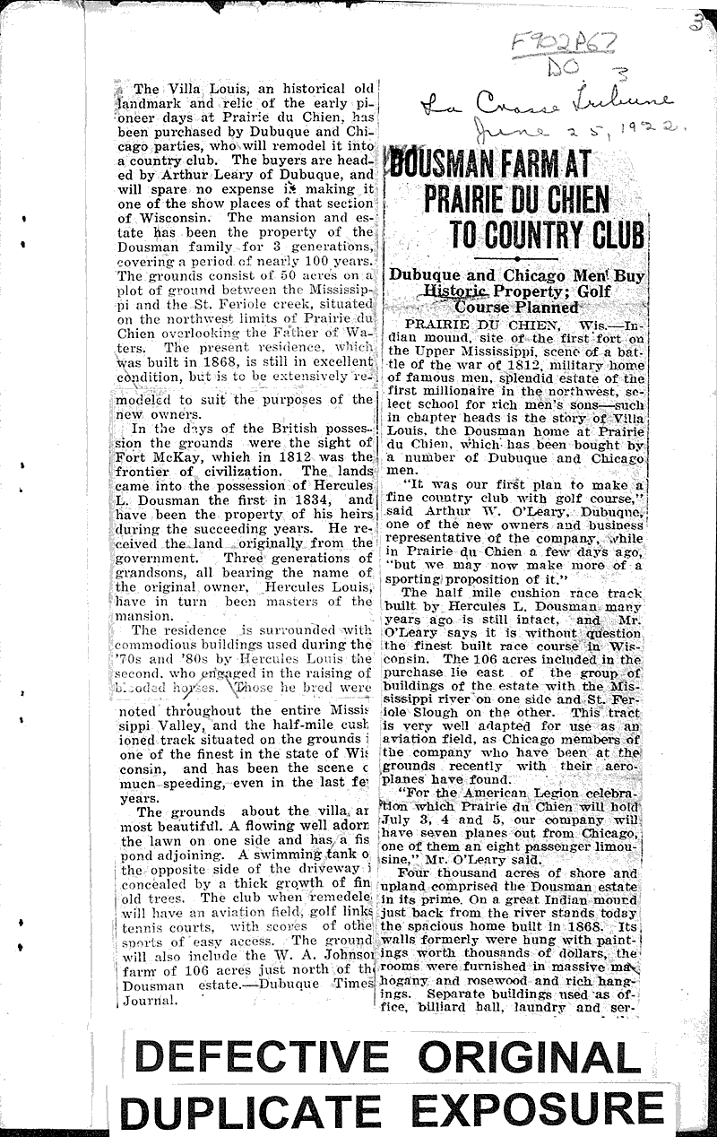 Historical old Dousman mansion to be remodeled into model clubhouse