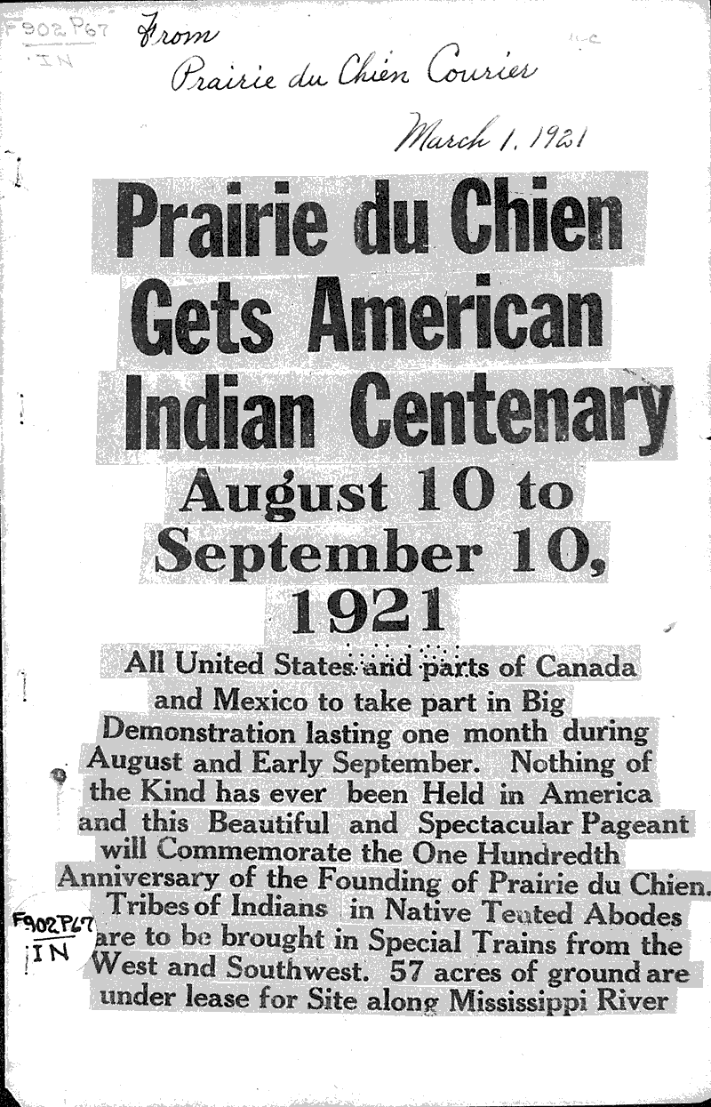  Source: Prairie du Chien Courier Date: 1921-03-01