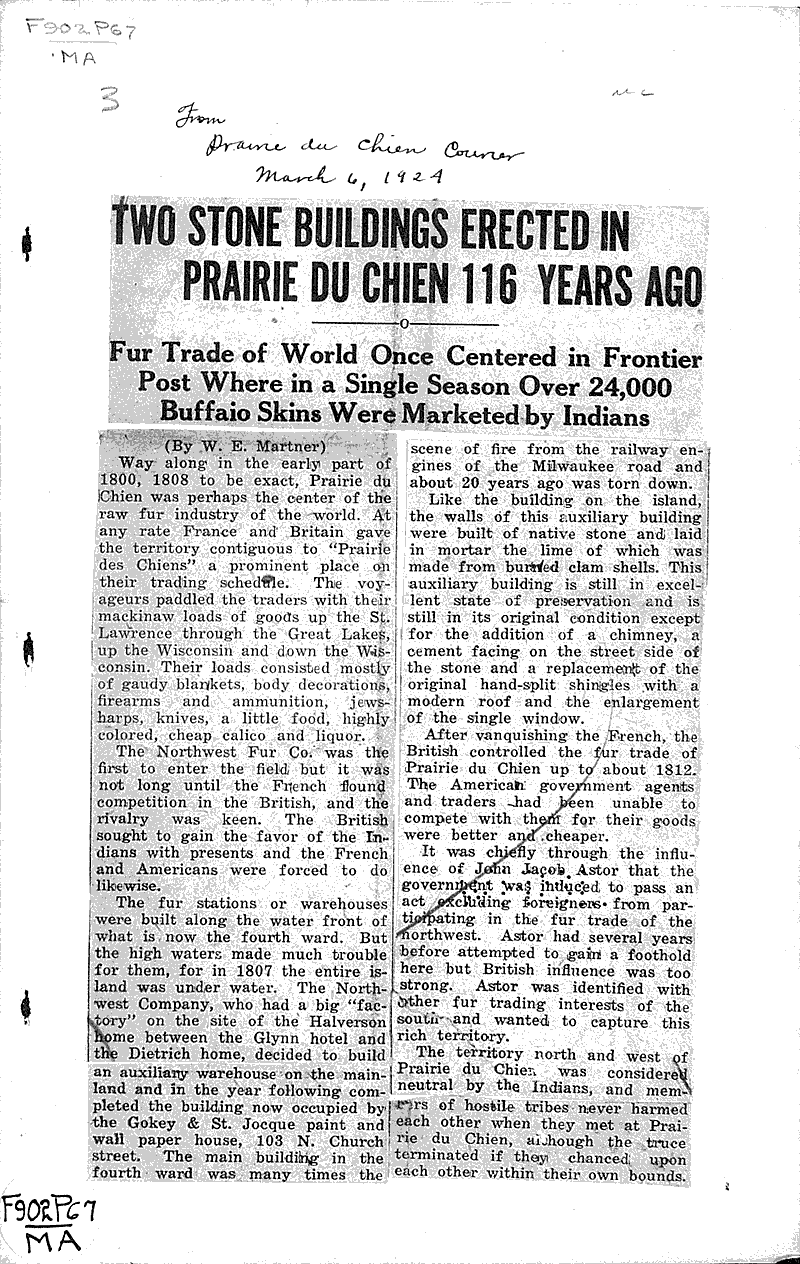  Source: Prairie du Chien Courier Topics: Architecture Date: 1924-03-06
