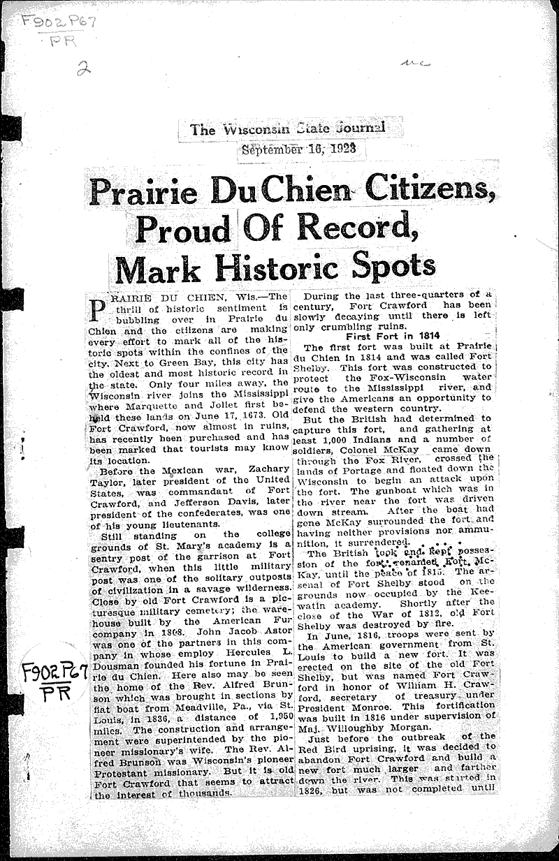 Prairie du Chien citizens, proud of record, mark historic spots