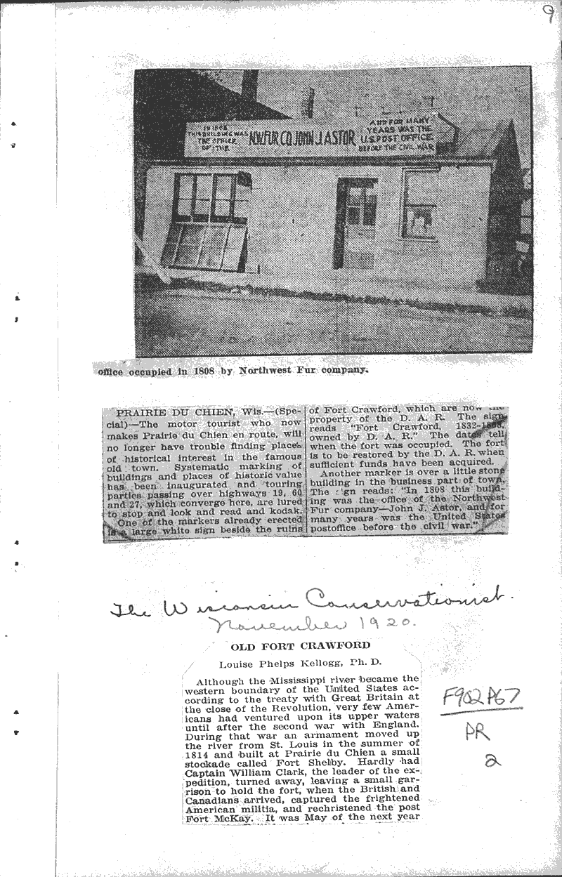 Prairie du Chien marks cradles of history Newspaper Article/Clipping