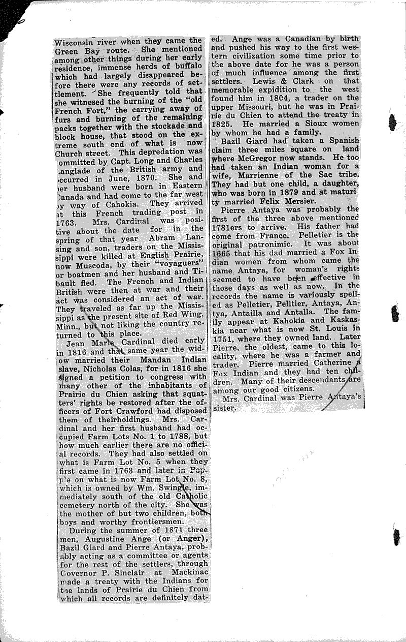 First official records of prairie du Chien date back to 1781