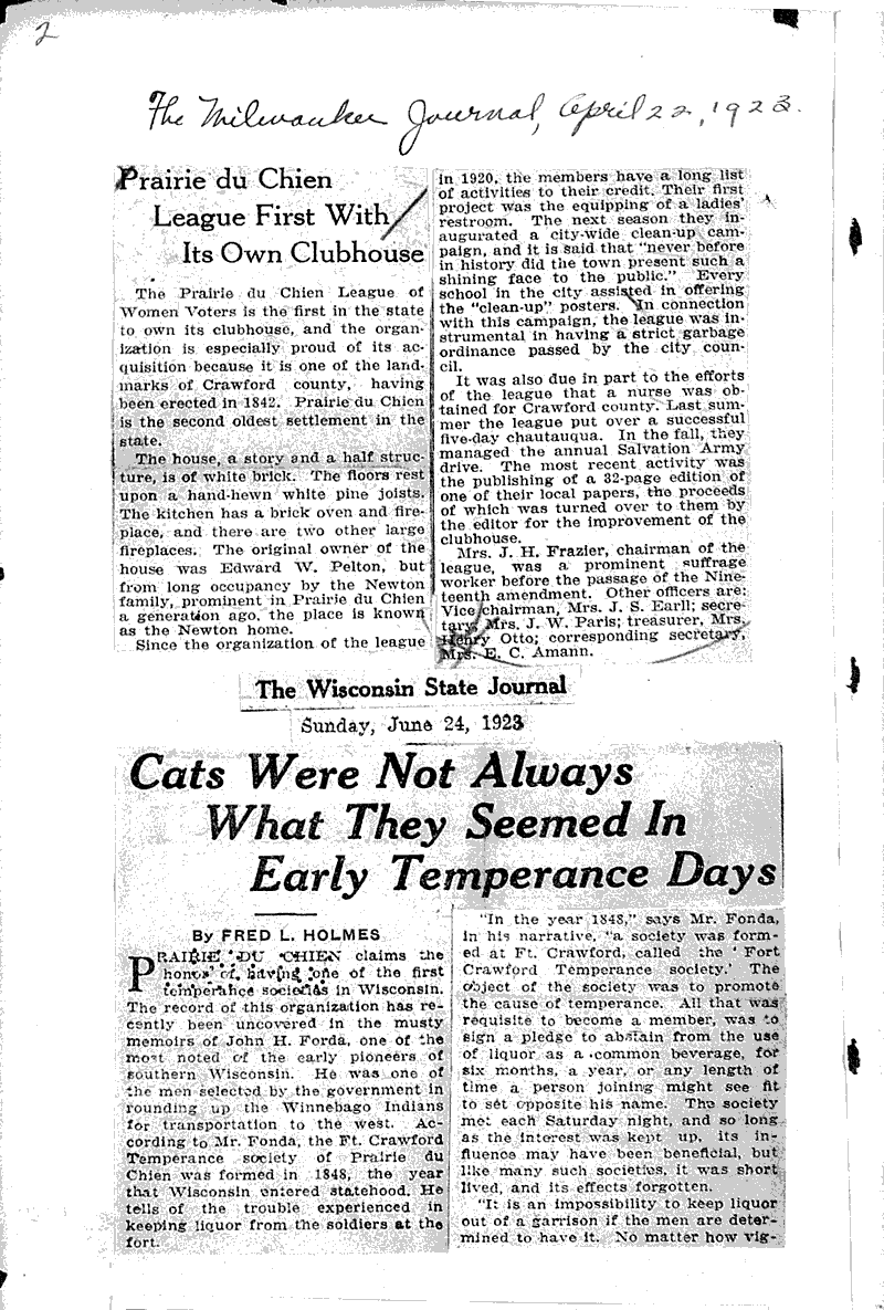 Cats were not always what they seemed in early temperance days