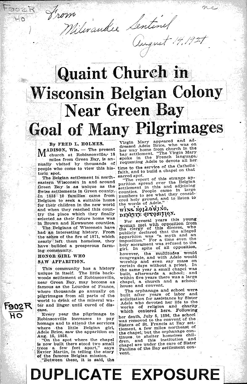 Quaint church in Wisconsin Belgian colony near Green Bay goal of many