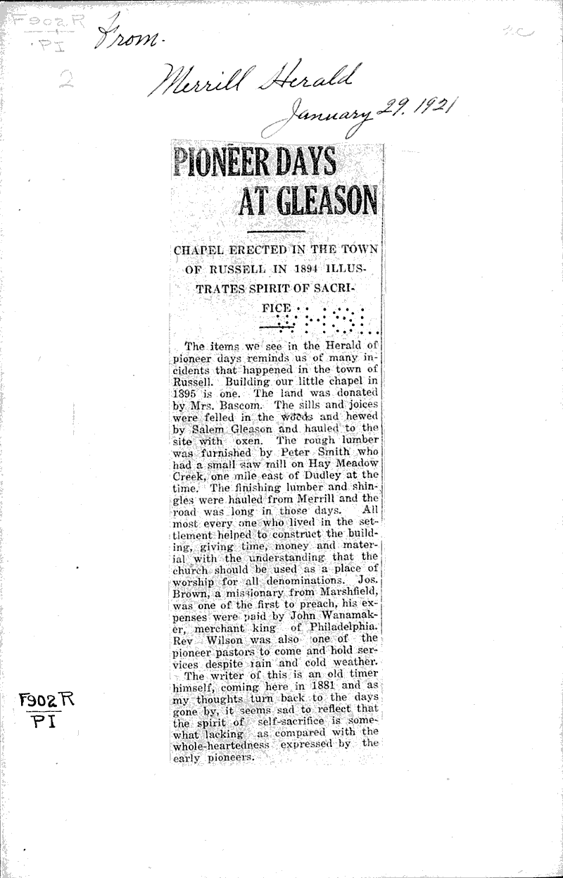  Source: Merrill Herald Date: 1921-01-29