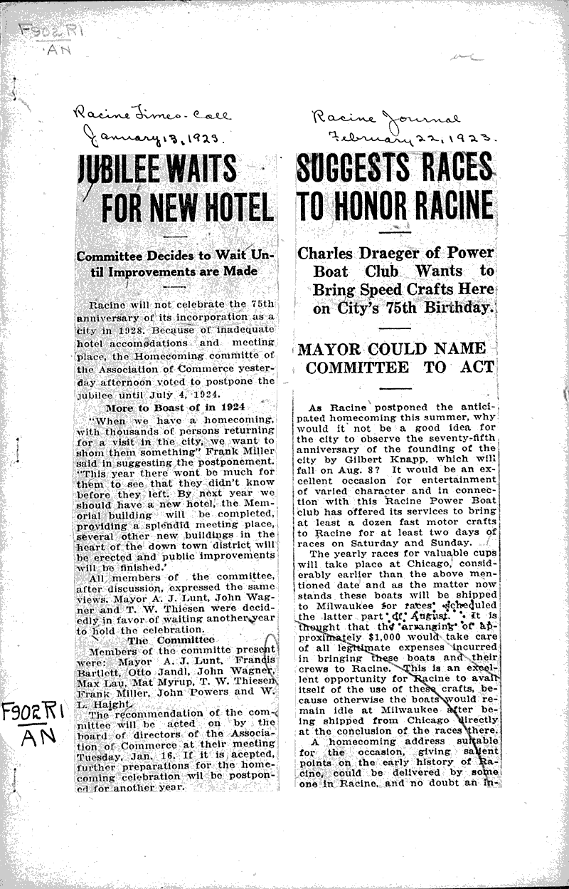  Source: Racine Journal Date: 1923-02-22
