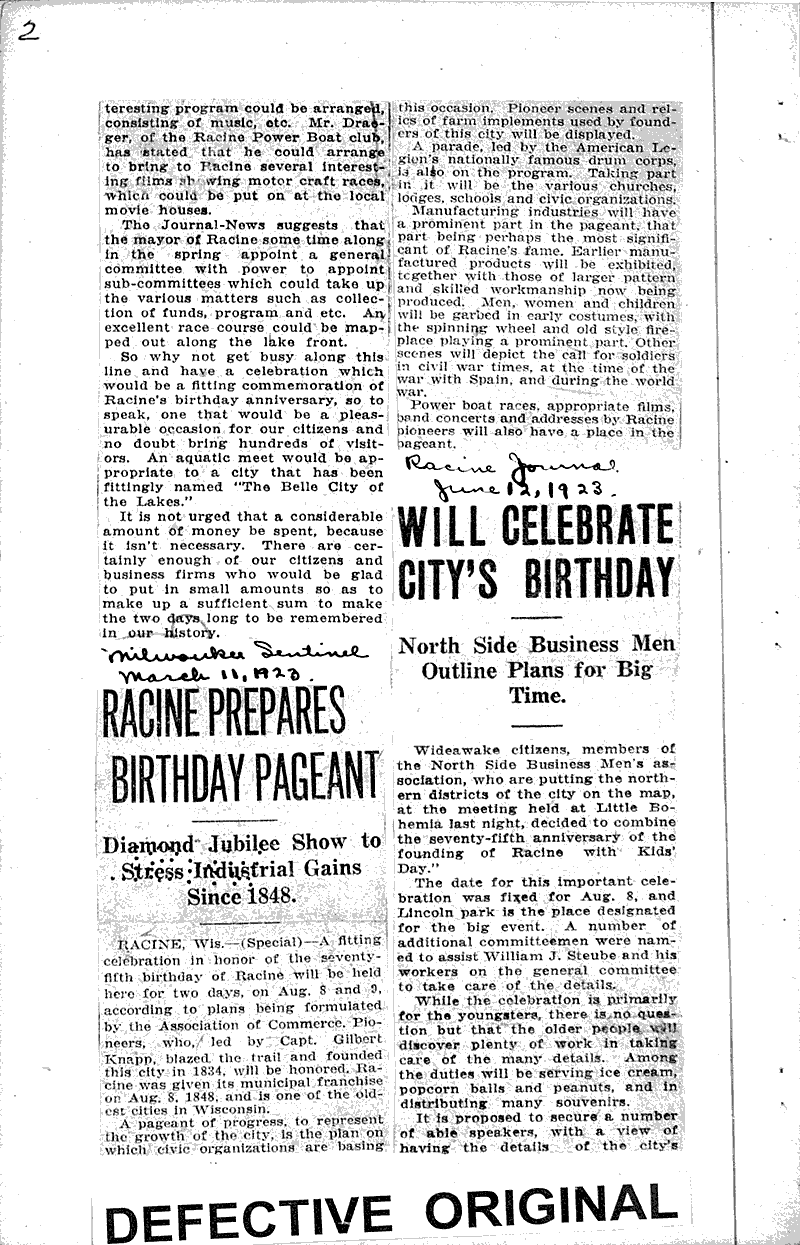  Source: Racine Journal Date: 1923-02-22