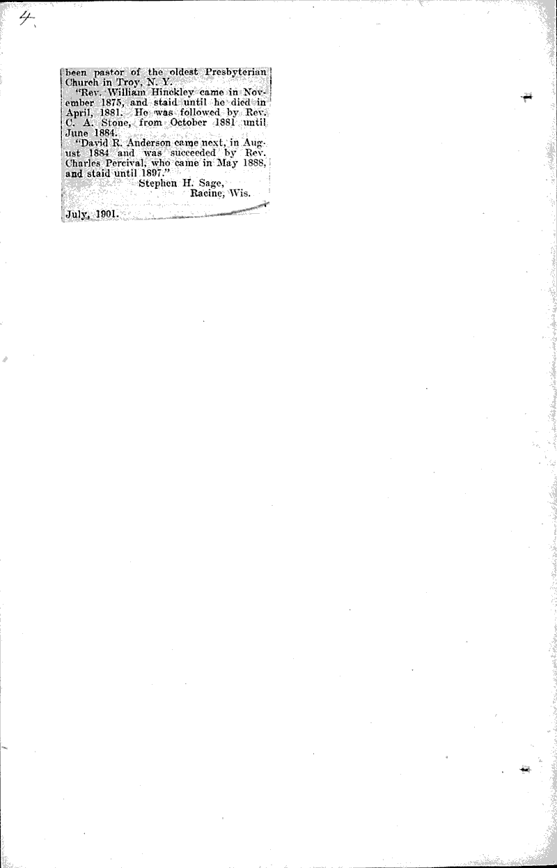  Source: Racine Journal Topics: Church History Date: 1911-02-06