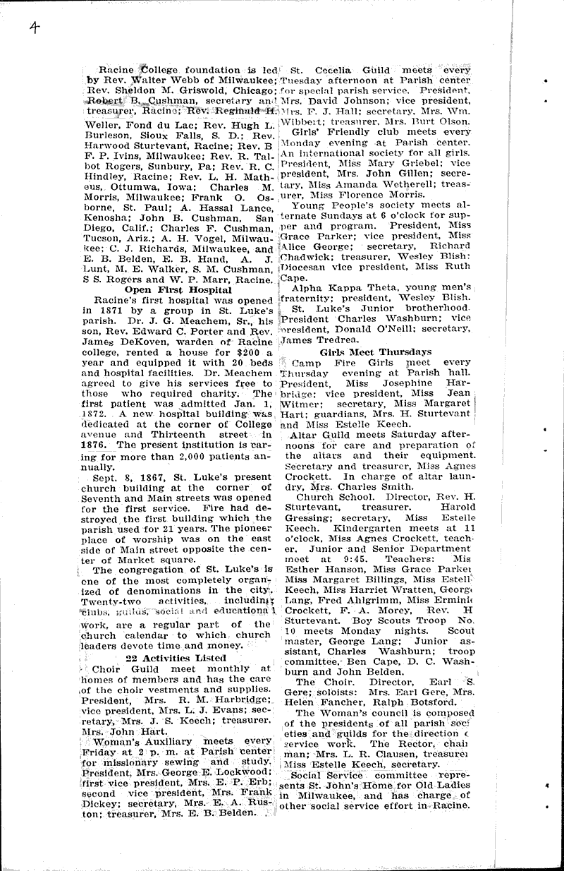  Source: Racine Times Call Topics: Church History Date: 1928-03-17