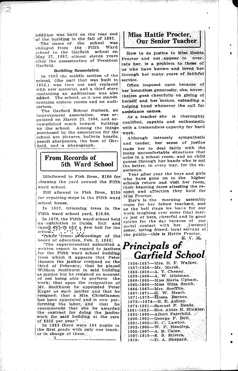 Garfield school and its long record of good work Source: Racine Journal-News Topics: Education Date: 1924-11-13