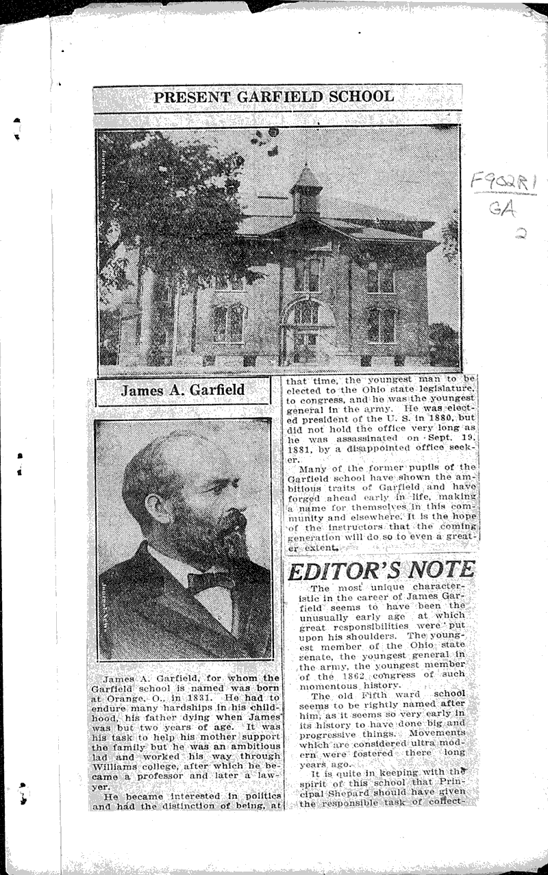 Garfield school and its long record of good work Source: Racine Journal-News Topics: Education Date: 1924-11-13
