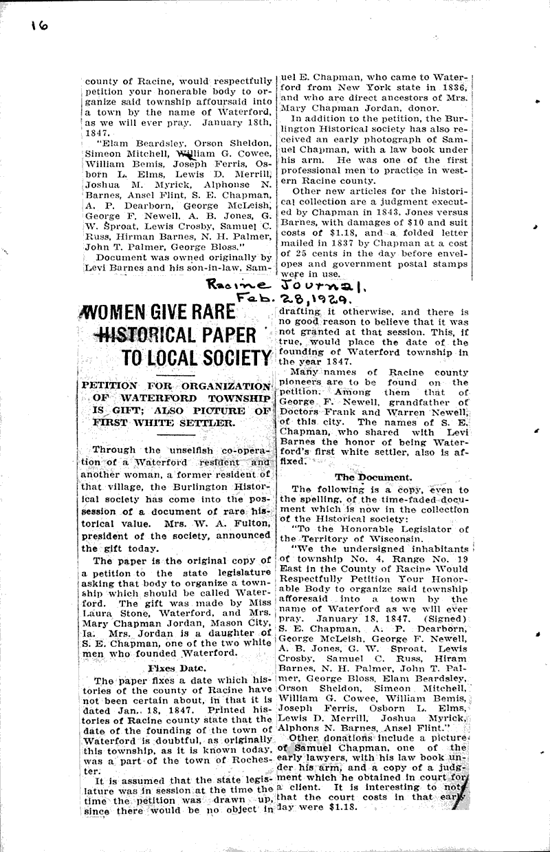  Source: Racine Call Topics: Government and Politics Date: 1929-02-28