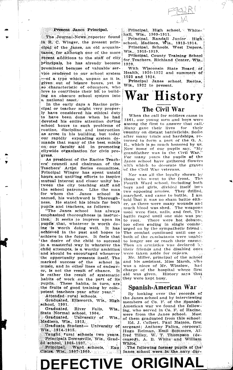  Source: Racine Journal-News Topics: Education Date: 1924-10-30