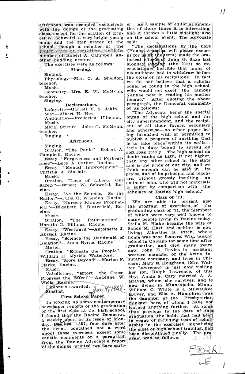  Source: Racine Journal-News Topics: Education Date: 1922-04-22