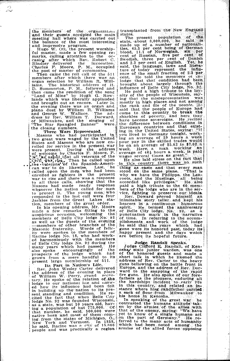  Source: Racine Journal Topics: Church History Date: 1918-06-17