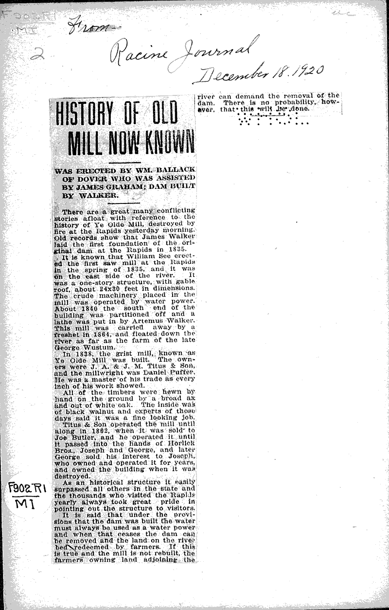  Source: Racine Journal Topics: Architecture Date: 1920-12-18