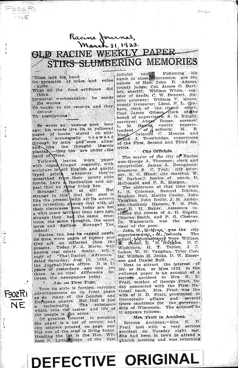  Source: Racine Journal Date: 1923-03-31