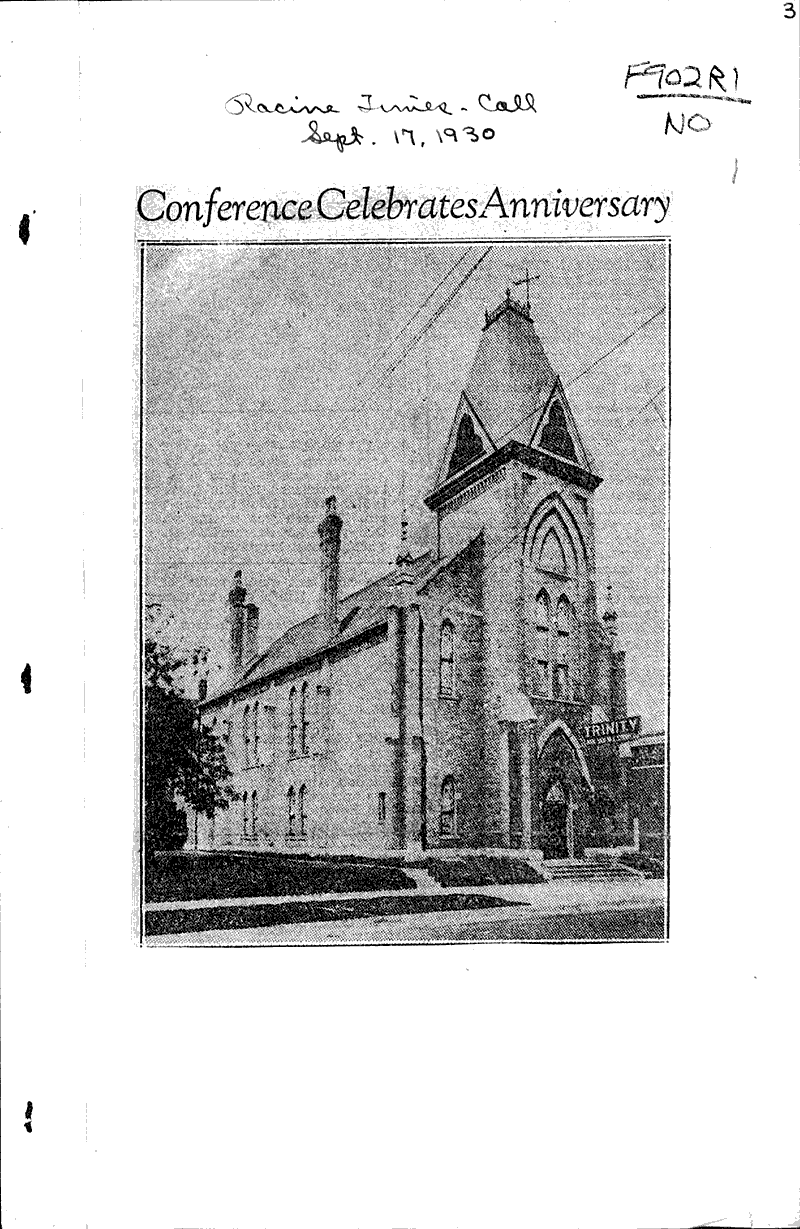  Source: Racine Journal-News Topics: Church History Date: 1930-09-17
