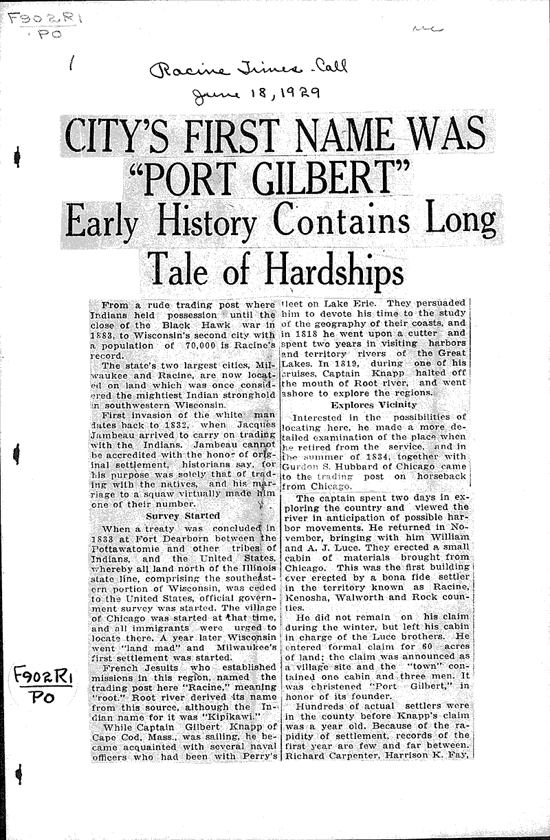  Source: Racine Times Call Date: 1929-06-18