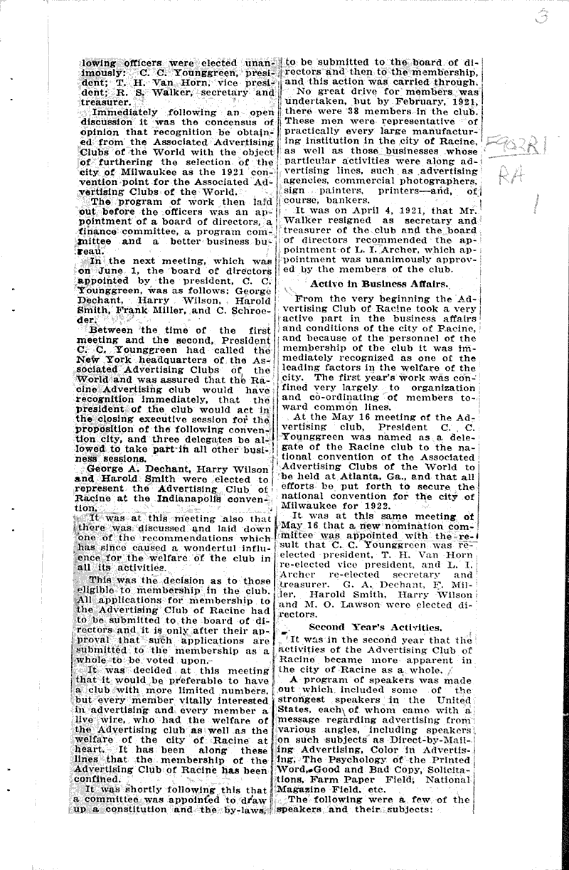  Source: Racine Journal Date: 1922-06-13
